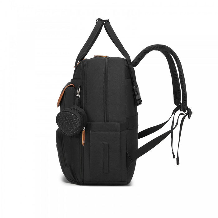 3-in-1 Mummy Nappy Backpack Set with Changing Mat and Insulated Pacifier Pouch – Black