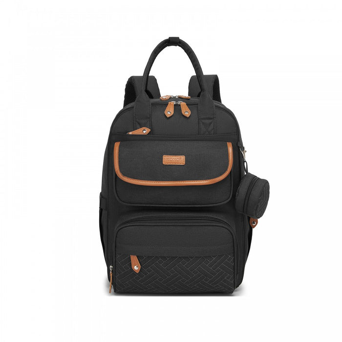 3-in-1 Mummy Nappy Backpack Set with Changing Mat and Insulated Pacifier Pouch – Black