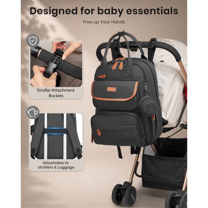 3-in-1 Mummy Nappy Backpack Set with Changing Mat and Insulated Pacifier Pouch – Grey