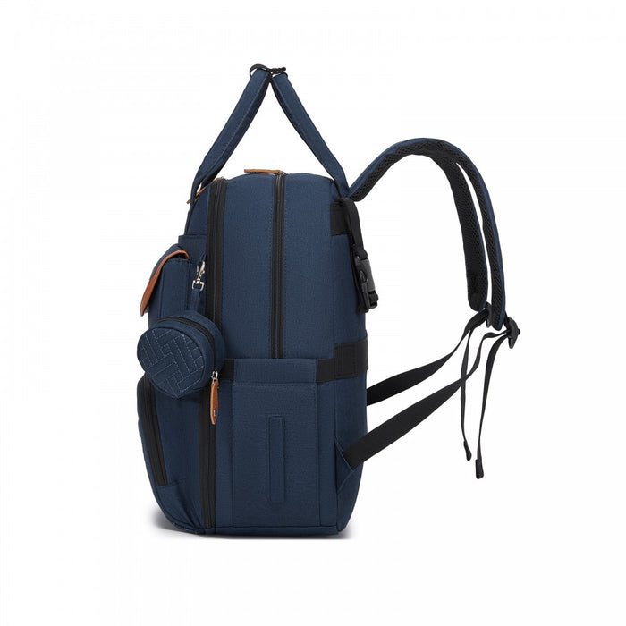 3-in-1 Mummy Nappy Backpack Set with Changing Mat and Insulated Pacifier Pouch – Navy