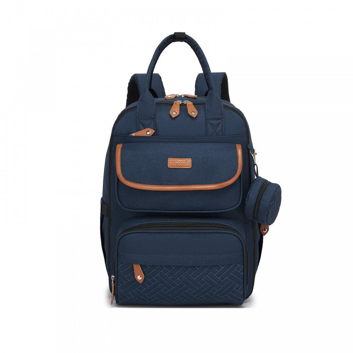3-in-1 Mummy Nappy Backpack Set with Changing Mat and Insulated Pacifier Pouch – Navy
