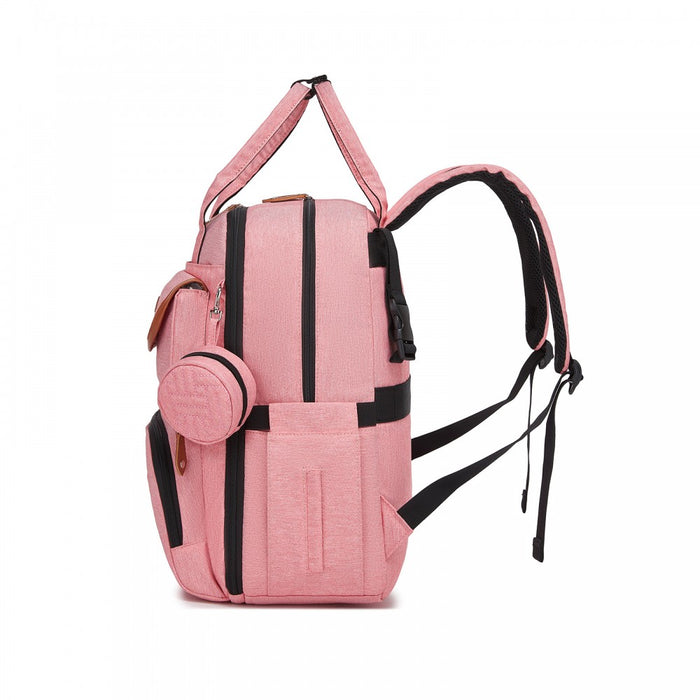 3-in-1 Mummy Nappy Backpack Set with Changing Mat and Insulated Pacifier Pouch – Pink