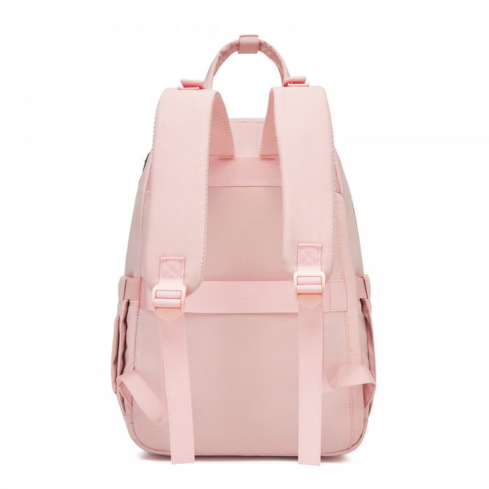 2-in-1 Nappy Changing Backpack Set, Large Nappy Bag with Changing Mat – Pink and Beige
