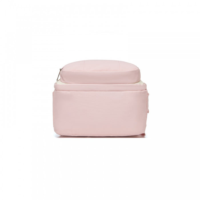 2-in-1 Nappy Changing Backpack Set, Large Nappy Bag with Changing Mat – Pink and Beige