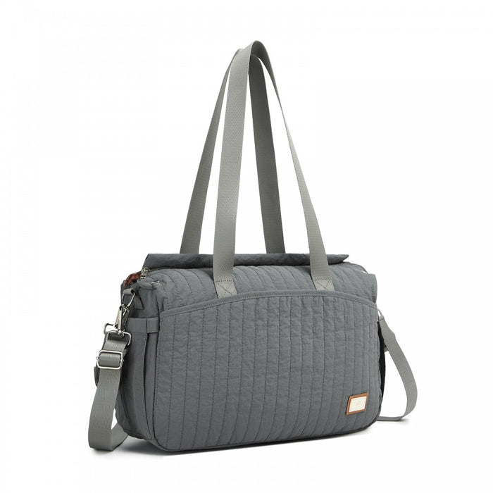 Maternity Nappy Bag with Insulated Baby Bottle Pockets, Wet/Dry Separation and Stroller Strap – Grey