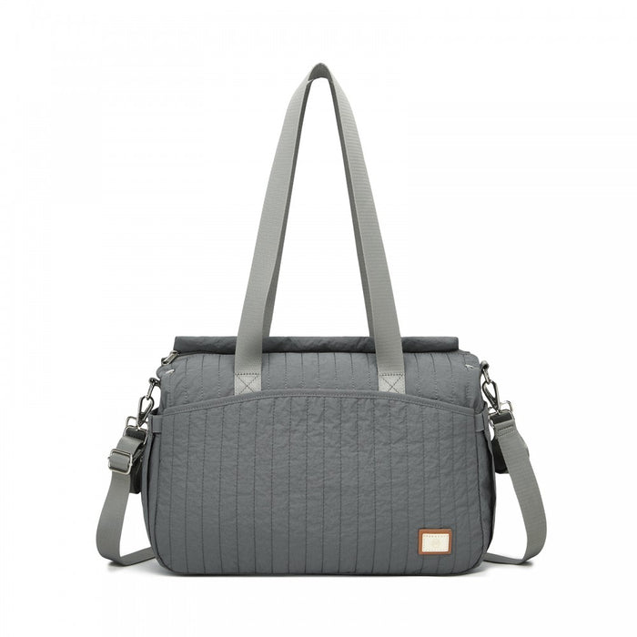 Maternity Nappy Bag with Insulated Baby Bottle Pockets, Wet/Dry Separation and Stroller Strap – Grey