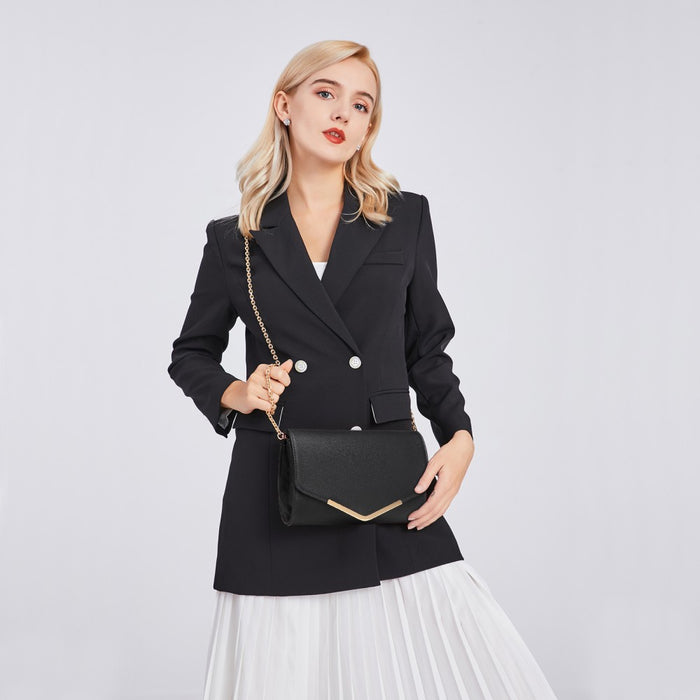 Vegan Envelope Clutch Bag – Black