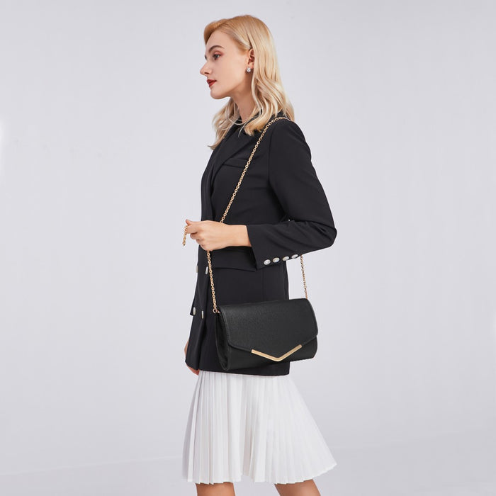 Vegan Envelope Clutch Bag – Black