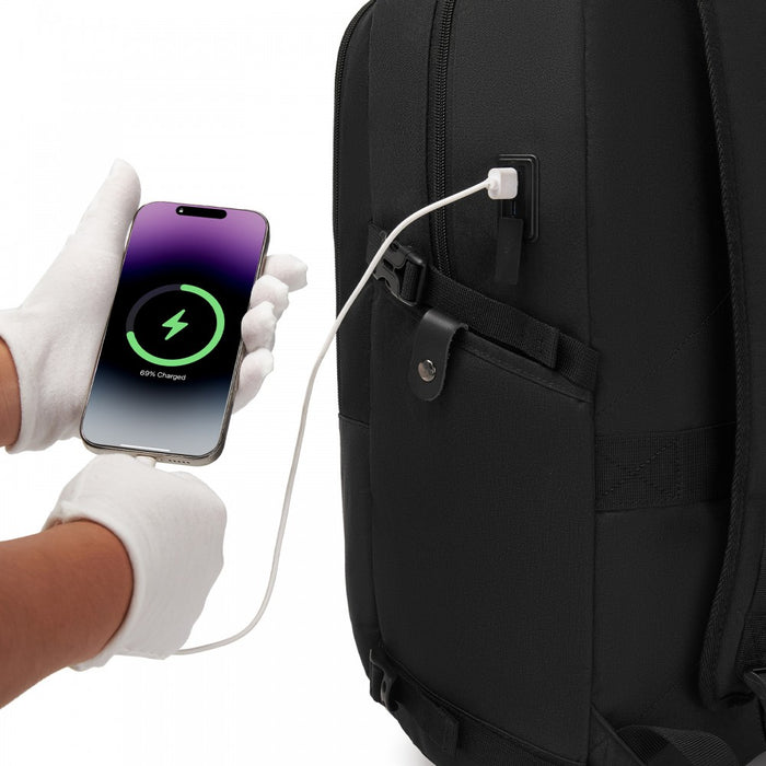 Modern Urban Style Laptop Backpack with USB and Type-C Charging Port – Black