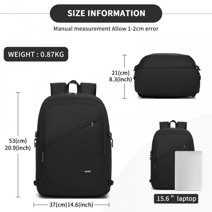 Modern Urban Style Laptop Backpack with USB and Type-C Charging Port – Black