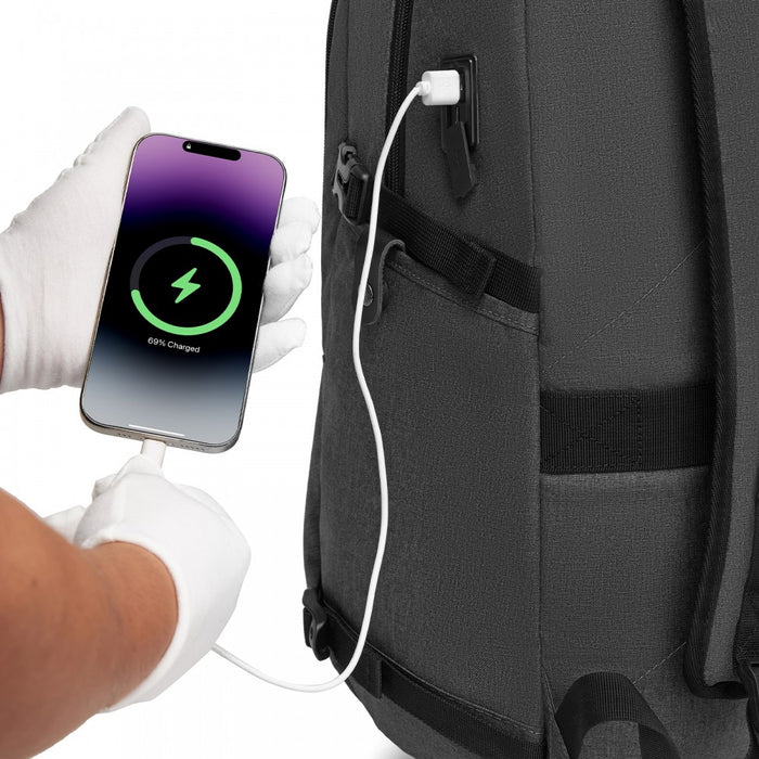 Modern Urban Style Laptop Backpack with USB and Type-C Charging Port – Dark Grey