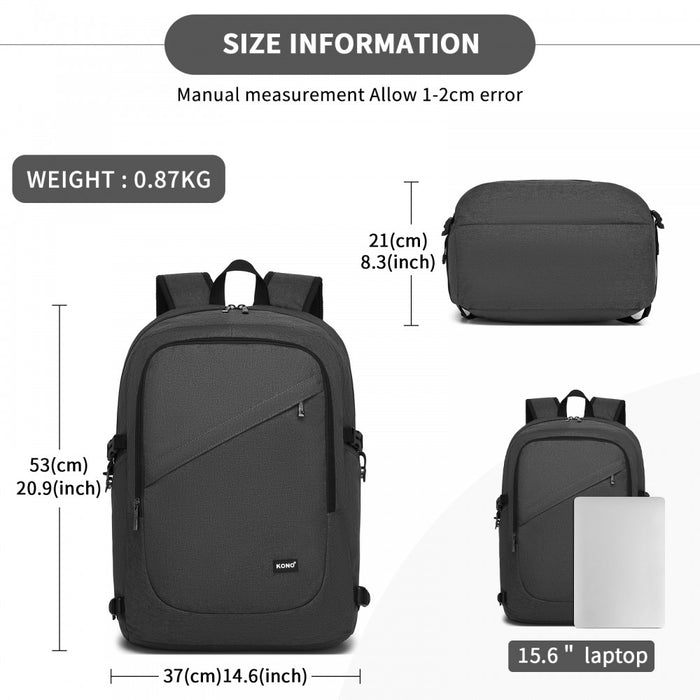 Modern Urban Style Laptop Backpack with USB and Type-C Charging Port – Dark Grey