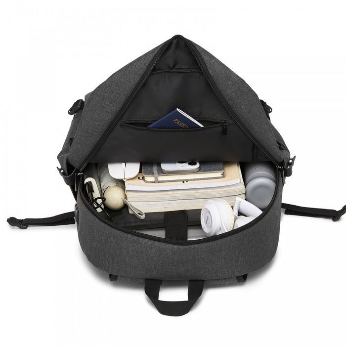 Modern Urban Style Laptop Backpack with USB and Type-C Charging Port – Dark Grey