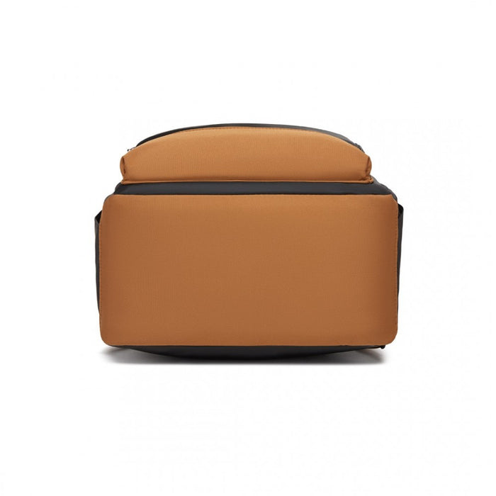 Casual Contemporary Backpack with Laptop Sleeve and Padded Straps – Black and Brown