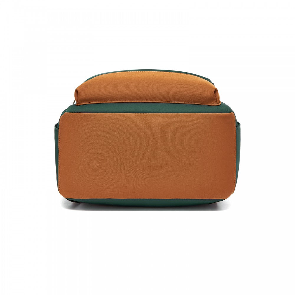 Casual Contemporary Backpack with Laptop Sleeve and Padded Straps – Green and Brown