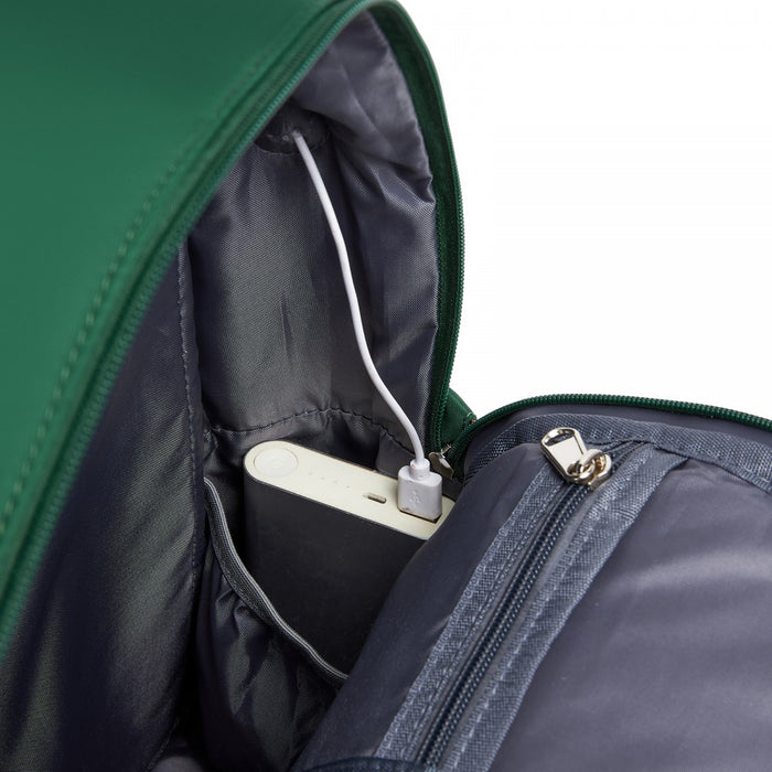 Casual Contemporary Backpack with Laptop Sleeve and Padded Straps – Green and Brown