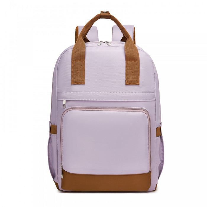 Casual Contemporary Backpack with Laptop Sleeve and Padded Straps – Purple and Brown