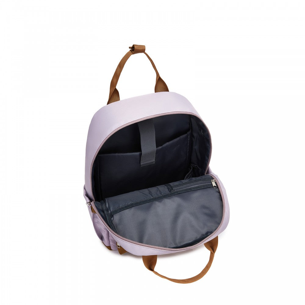 Casual Contemporary Backpack with Laptop Sleeve and Padded Straps – Purple and Brown