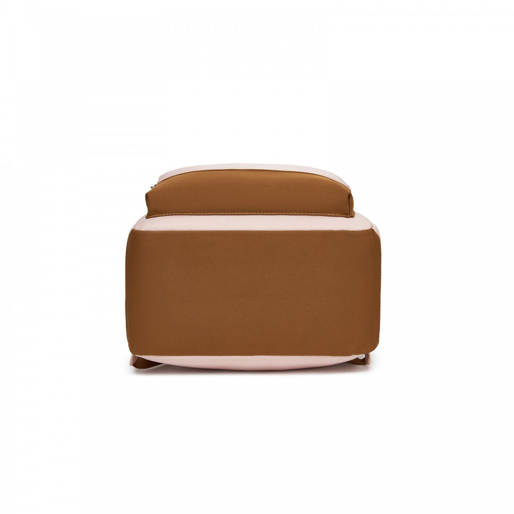 Casual Contemporary Backpack with Laptop Sleeve and Padded Straps – Pink and Brown