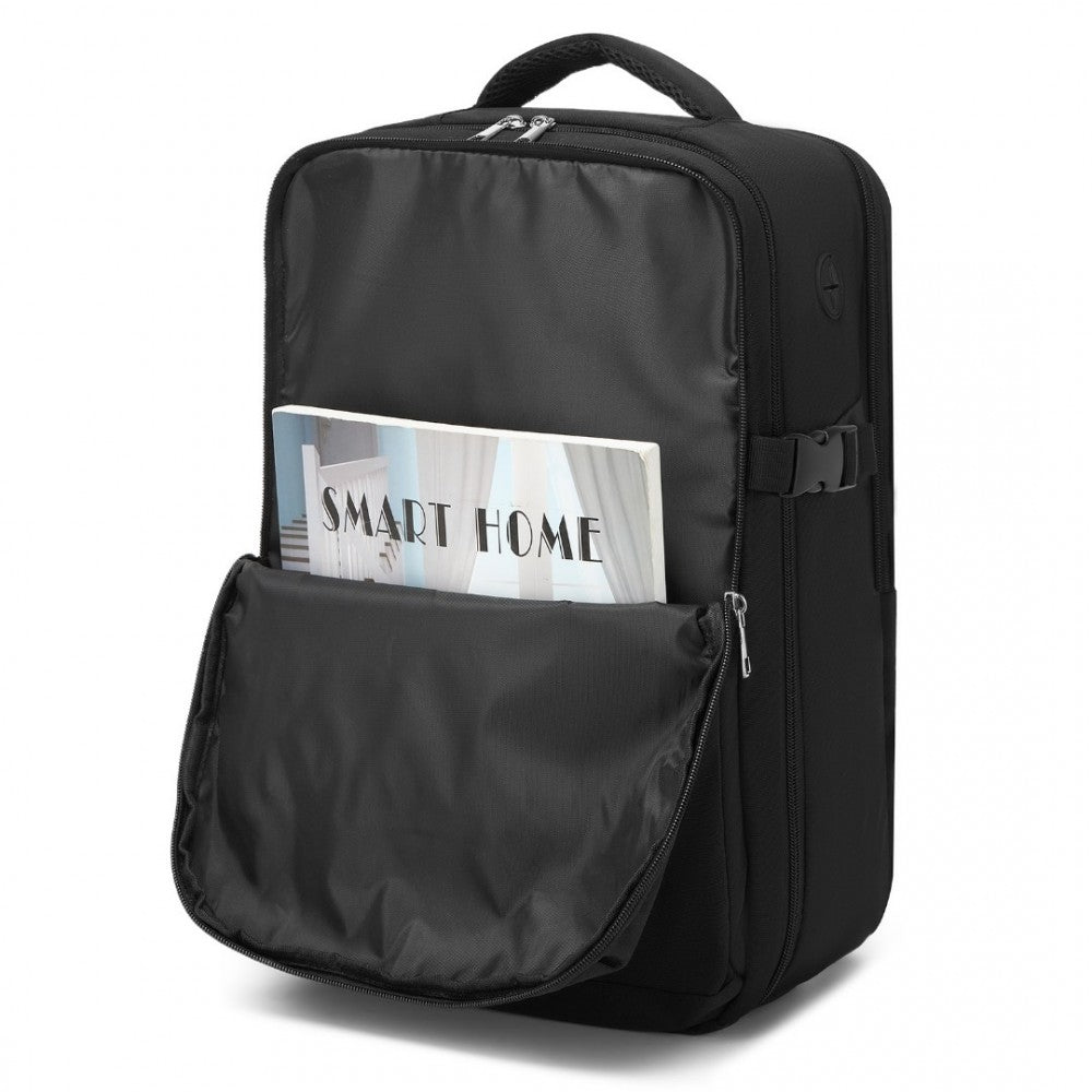 Cabin Backpack with Red Trim for 15.6-Inch Laptop with Luggage Strap – 20 L – Black
