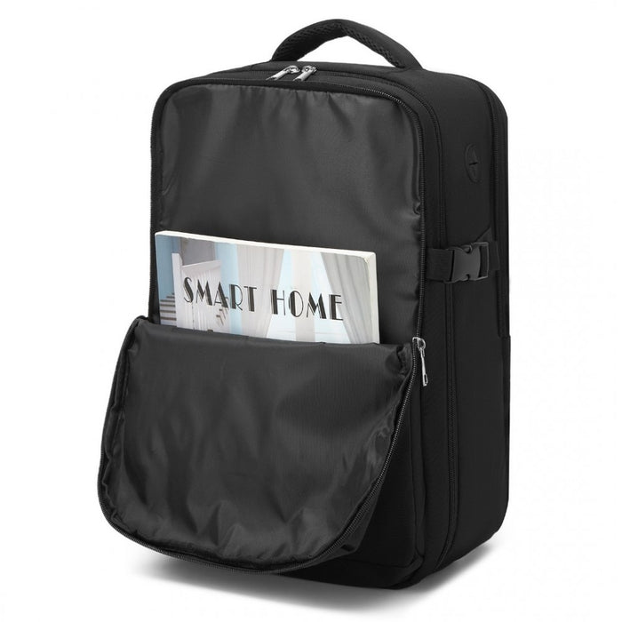 Cabin Backpack with Red Trim for 15.6-Inch Laptop with Luggage Strap – 20 L – Black