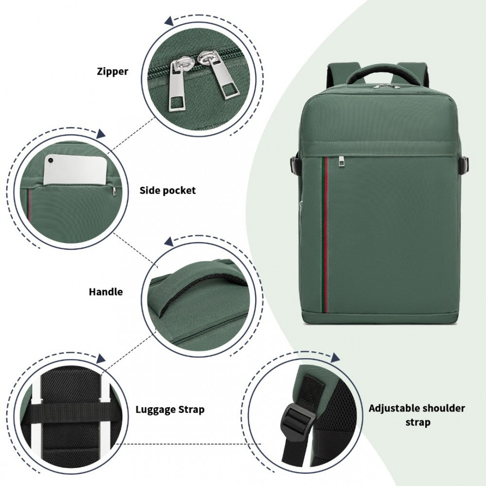Cabin Backpack with Red Trim for 15.6-Inch Laptop with Luggage Strap – 20 L – Green