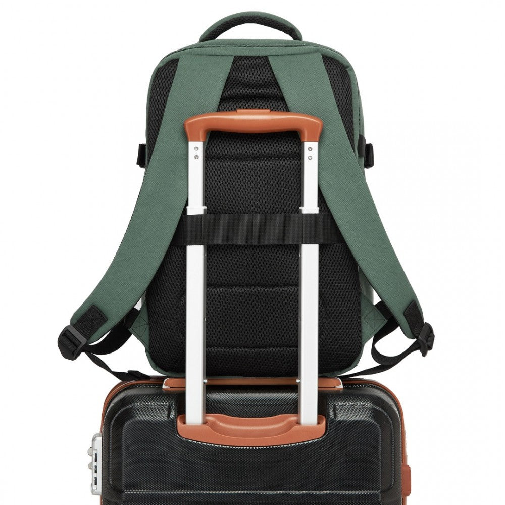 Cabin Backpack with Red Trim for 15.6-Inch Laptop with Luggage Strap – 20 L – Green
