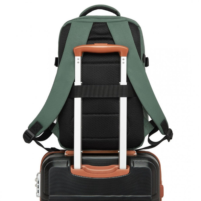 Cabin Backpack with Red Trim for 15.6-Inch Laptop with Luggage Strap – 20 L – Green