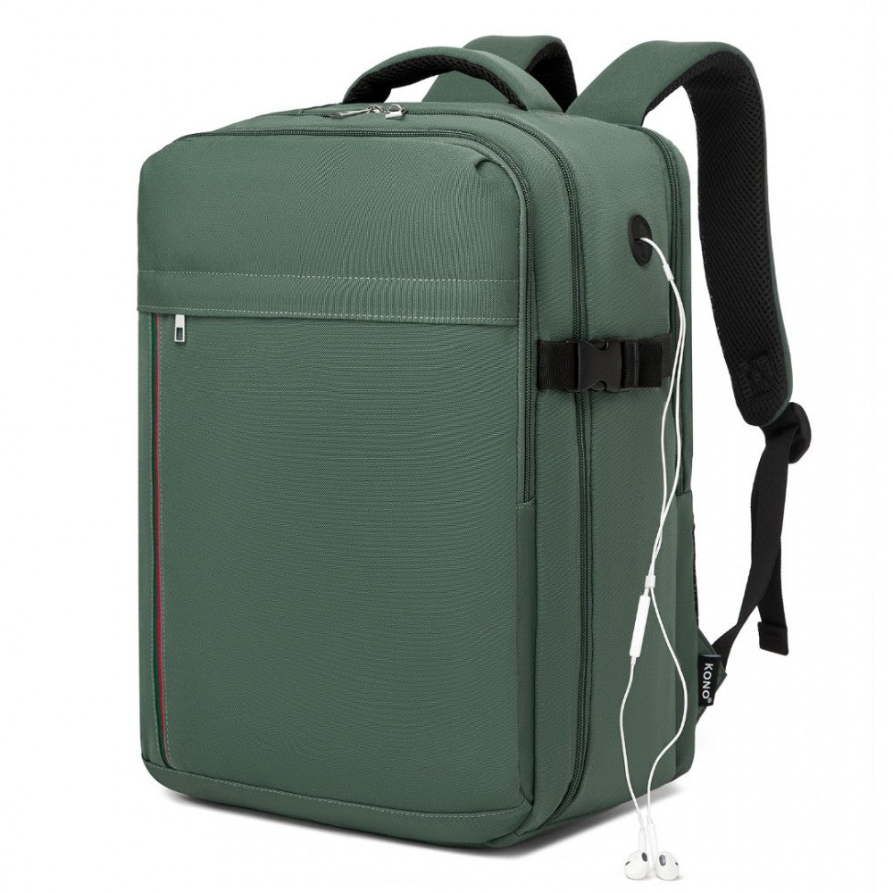 Cabin Backpack with Red Trim for 15.6-Inch Laptop with Luggage Strap – 20 L – Green