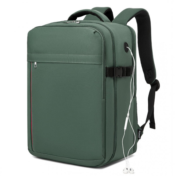 Cabin Backpack with Red Trim for 15.6-Inch Laptop with Luggage Strap – 20 L – Green