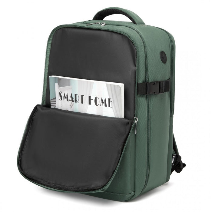 Cabin Backpack with Red Trim for 15.6-Inch Laptop with Luggage Strap – 20 L – Green