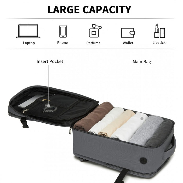 Cabin Backpack with Red Trim for 15.6-Inch Laptop with Luggage Strap – 20 L – Grey