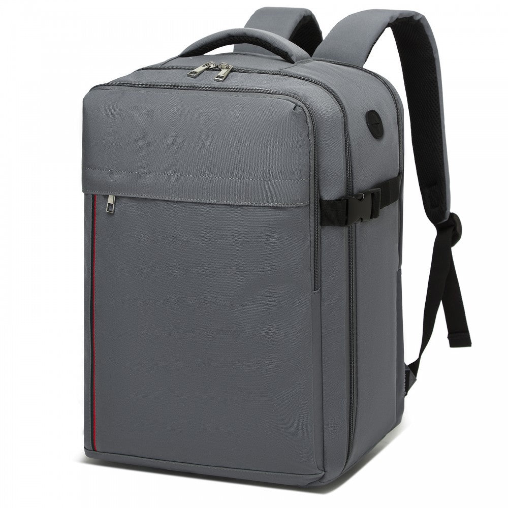 Cabin Backpack with Red Trim for 15.6-Inch Laptop with Luggage Strap – 20 L – Grey