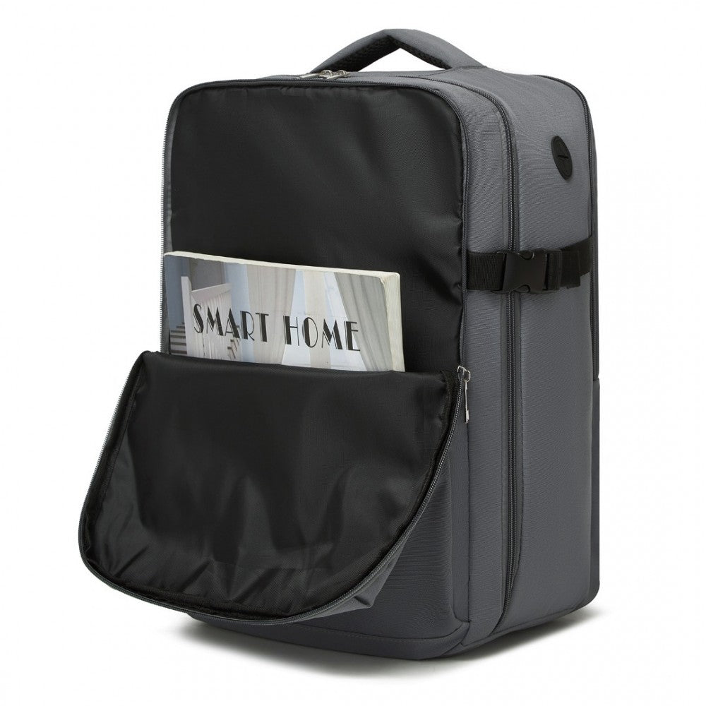 Cabin Backpack with Red Trim for 15.6-Inch Laptop with Luggage Strap – 20 L – Grey