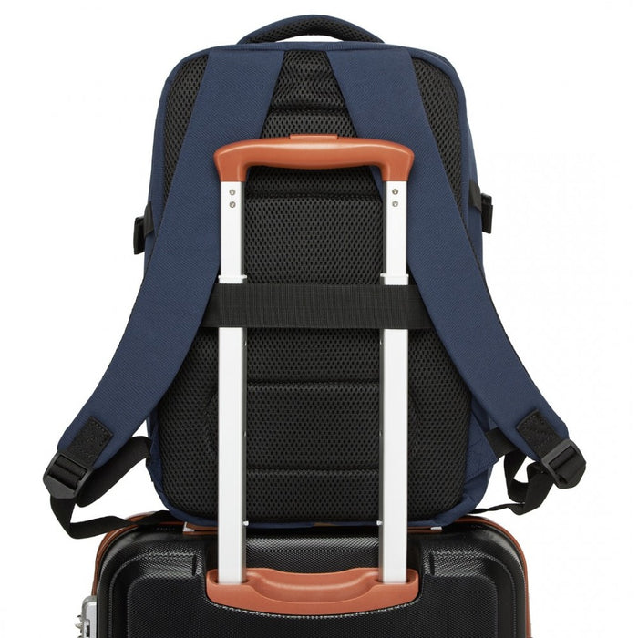 Cabin Backpack with Red Trim for 15.6-Inch Laptop with Luggage Strap – 20 L – Navy