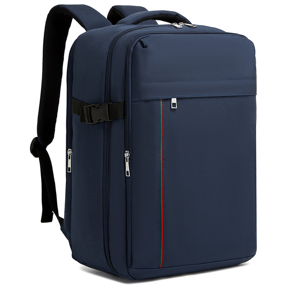 Cabin Backpack with Red Trim for 15.6-Inch Laptop with Luggage Strap – 20 L – Navy