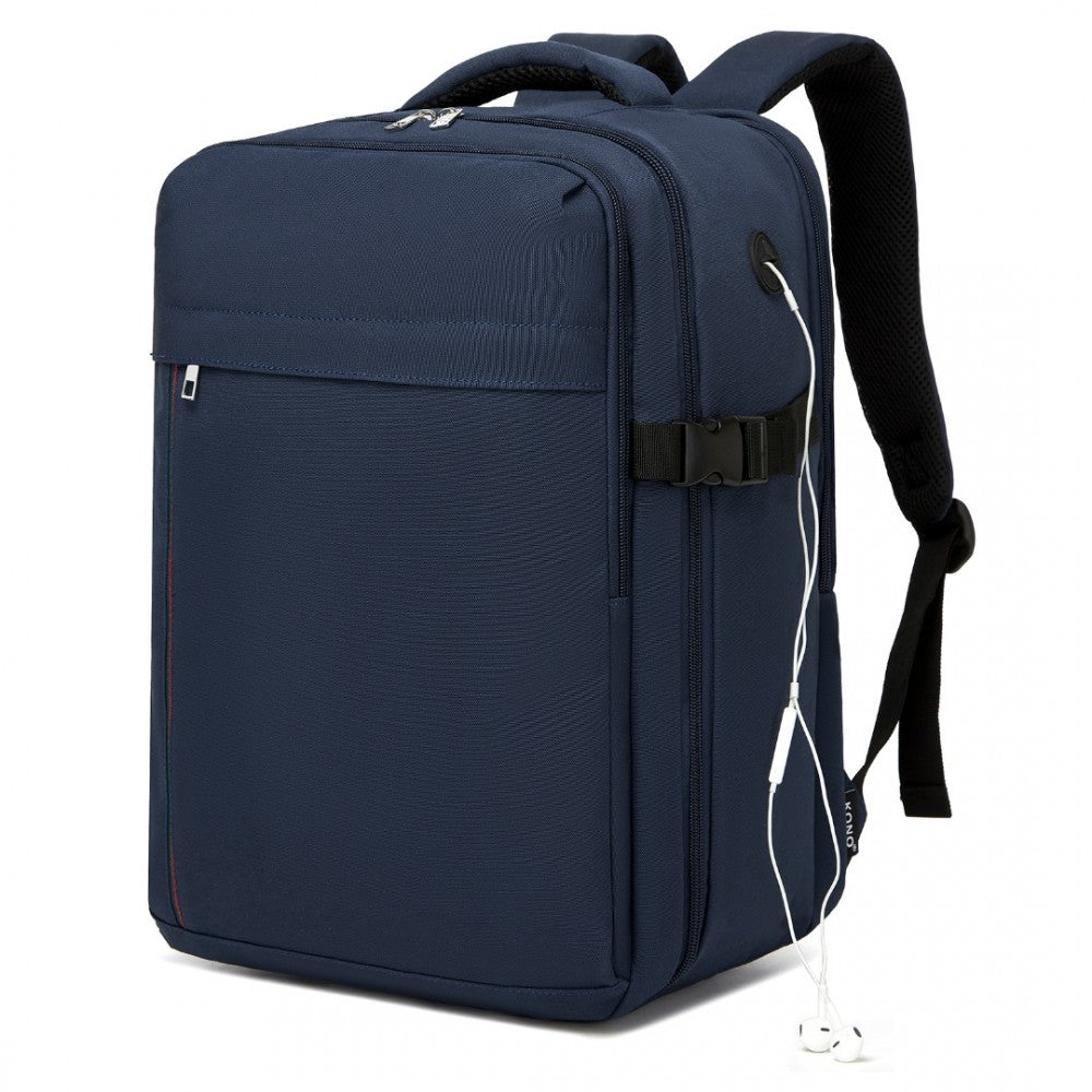 Cabin Backpack with Red Trim for 15.6-Inch Laptop with Luggage Strap – 20 L – Navy
