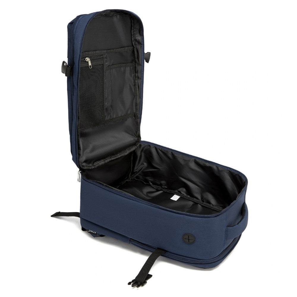Cabin Backpack with Red Trim for 15.6-Inch Laptop with Luggage Strap – 20 L – Navy