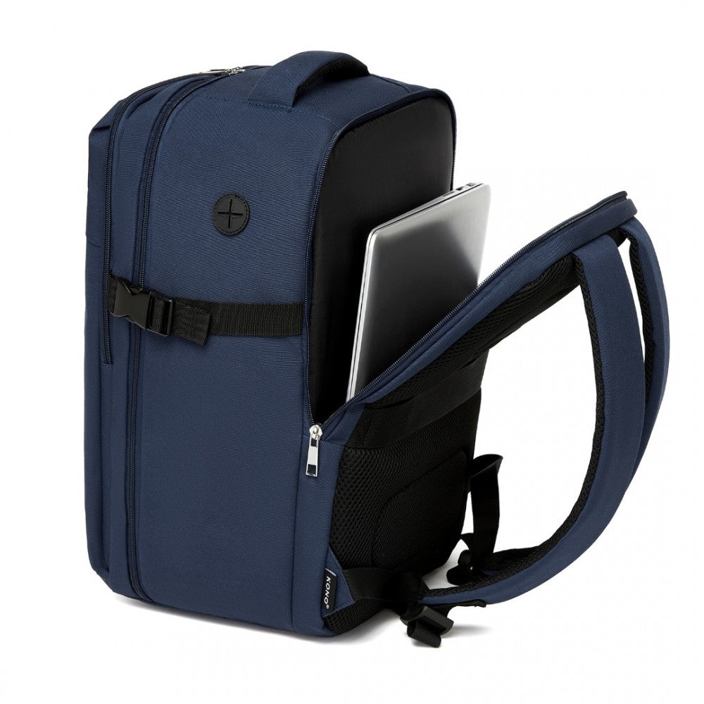 Cabin Backpack with Red Trim for 15.6-Inch Laptop with Luggage Strap – 20 L – Navy