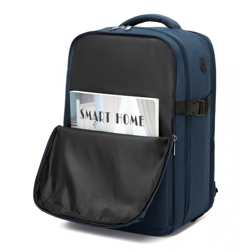 Cabin Backpack with Red Trim for 15.6-Inch Laptop with Luggage Strap – 20 L – Navy
