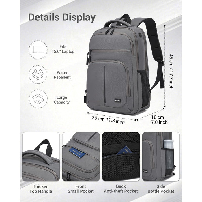 Laptop Backpack with 15.6-Inch Laptop Compartment, Comfortable – Grey
