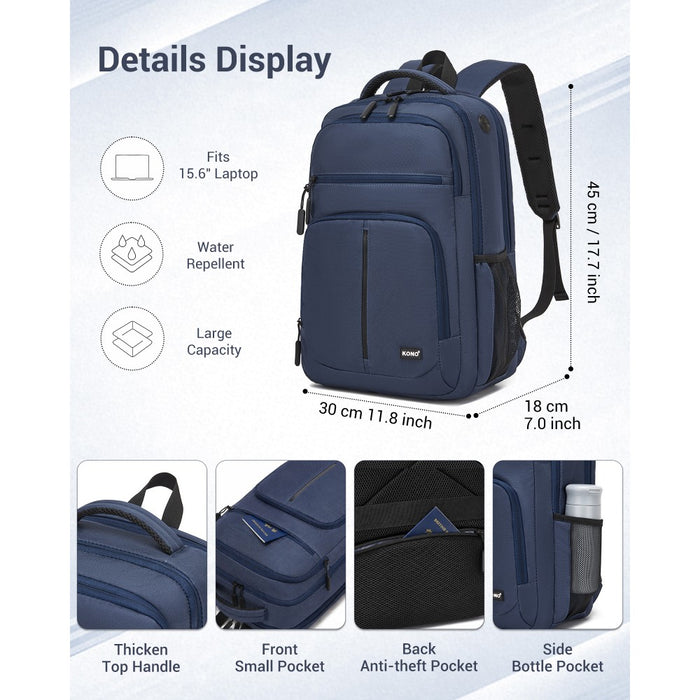 Laptop Backpack with 15.6-Inch Laptop Compartment, Comfortable – Navy
