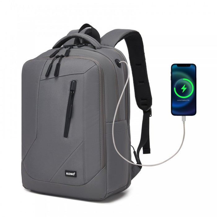 Laptop Backpack with 15.6-Inch Laptop Compartment, Commuter Bag with Reflective Straps – Grey
