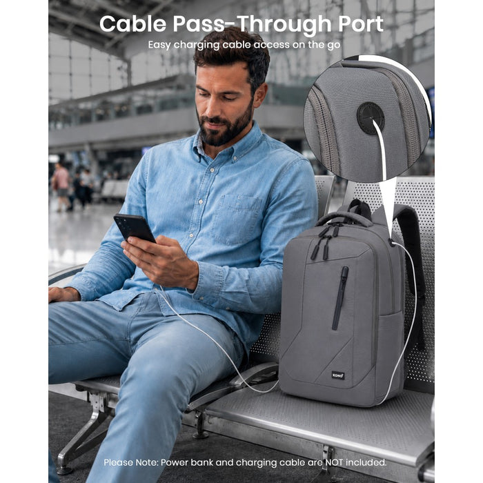 Laptop Backpack with 15.6-Inch Laptop Compartment, Commuter Bag with Reflective Straps – Grey