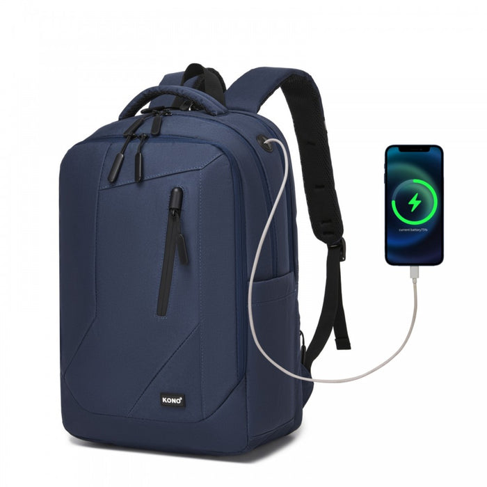 Laptop Backpack with 15.6-Inch Laptop Compartment, Commuter Bag with Reflective Straps – Navy