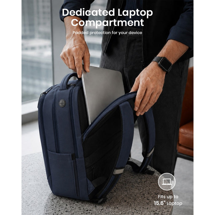 Laptop Backpack with 15.6-Inch Laptop Compartment, Commuter Bag with Reflective Straps – Navy