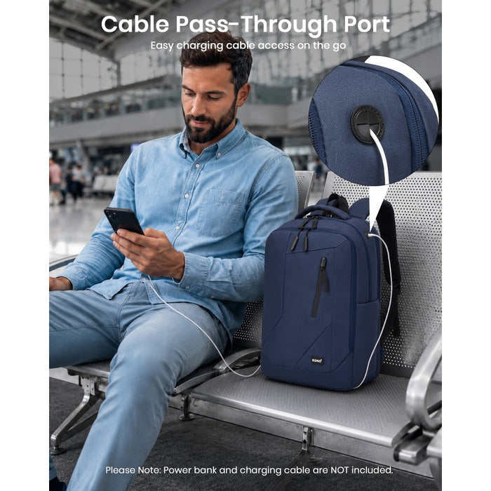 Laptop Backpack with 15.6-Inch Laptop Compartment, Commuter Bag with Reflective Straps – Navy
