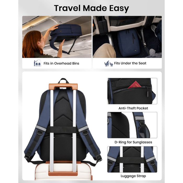 Laptop Backpack with 15.6-Inch Laptop Compartment, Commuter Bag with Reflective Straps – Navy