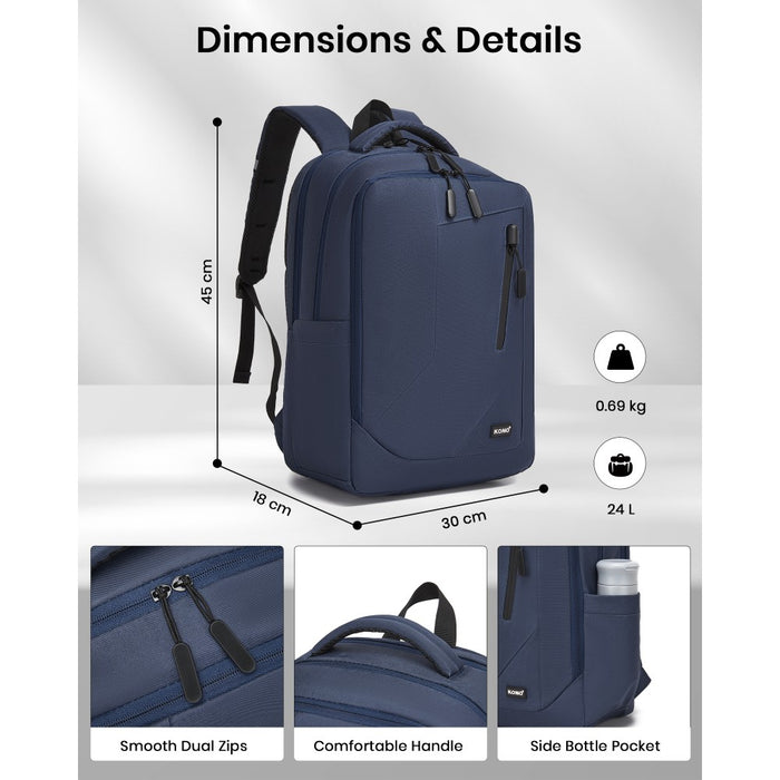 Laptop Backpack with 15.6-Inch Laptop Compartment, Commuter Bag with Reflective Straps – Navy
