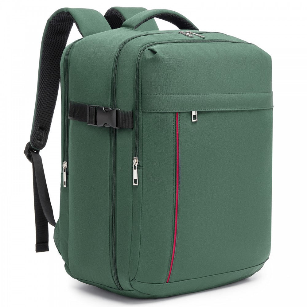 Organised Personal-Item Backpack with 15.6-Inch Laptop Sleeve, Clamshell Main – Green